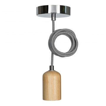 Bailey hanglamp Lima E27 met 1,5 meter textielsnoer - hout (141481)