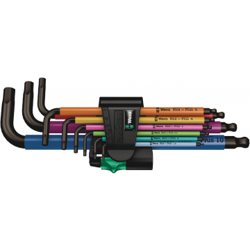 Wera inbussleutelset stiftsleutel haaks met kogelkop 950/9 Hex-Plus-Multicolour 1 1,5-10mm - 9-delig (05022089001)