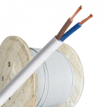 Helukabel VTMB (H05VV-F) kabel 2x0.75mm2 wit per haspel 500 meter