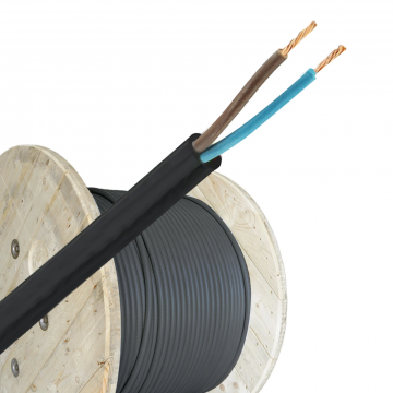 Helukabel VTMB (H05VV-F) kabel 2x0.75mm2 zwart per haspel 500 meter